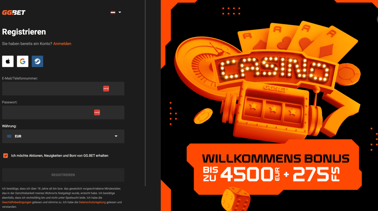 GGBet Registrierung
